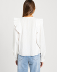 Vue arrière de la blouse plumetis coton blanc femme, mettant en avant le design soigné et féminin, blouse femme coton.