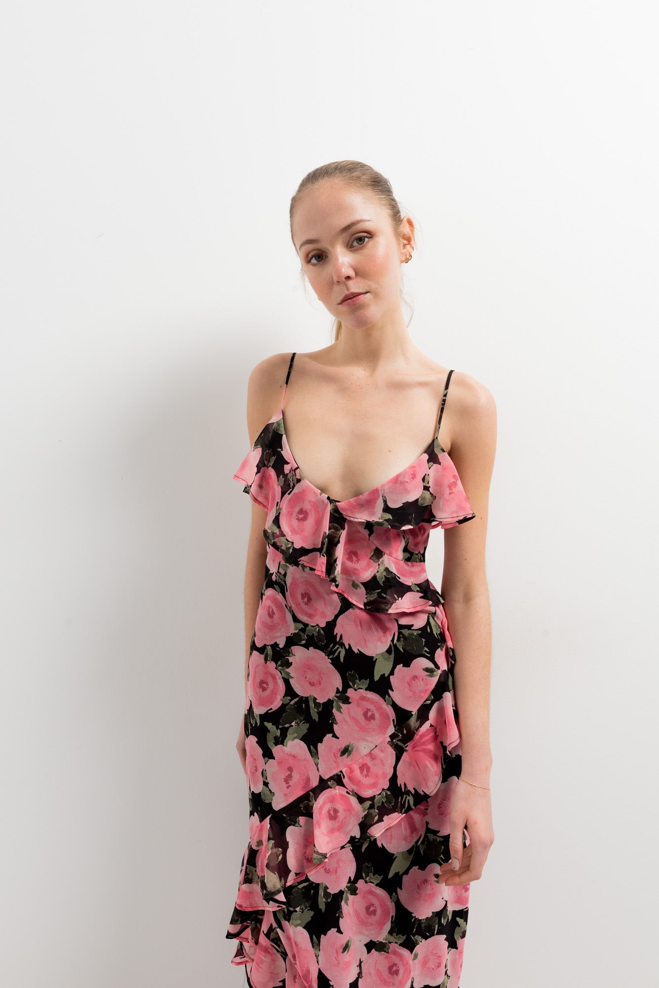 Robe à volants imprimée motif fleurs Sapiato