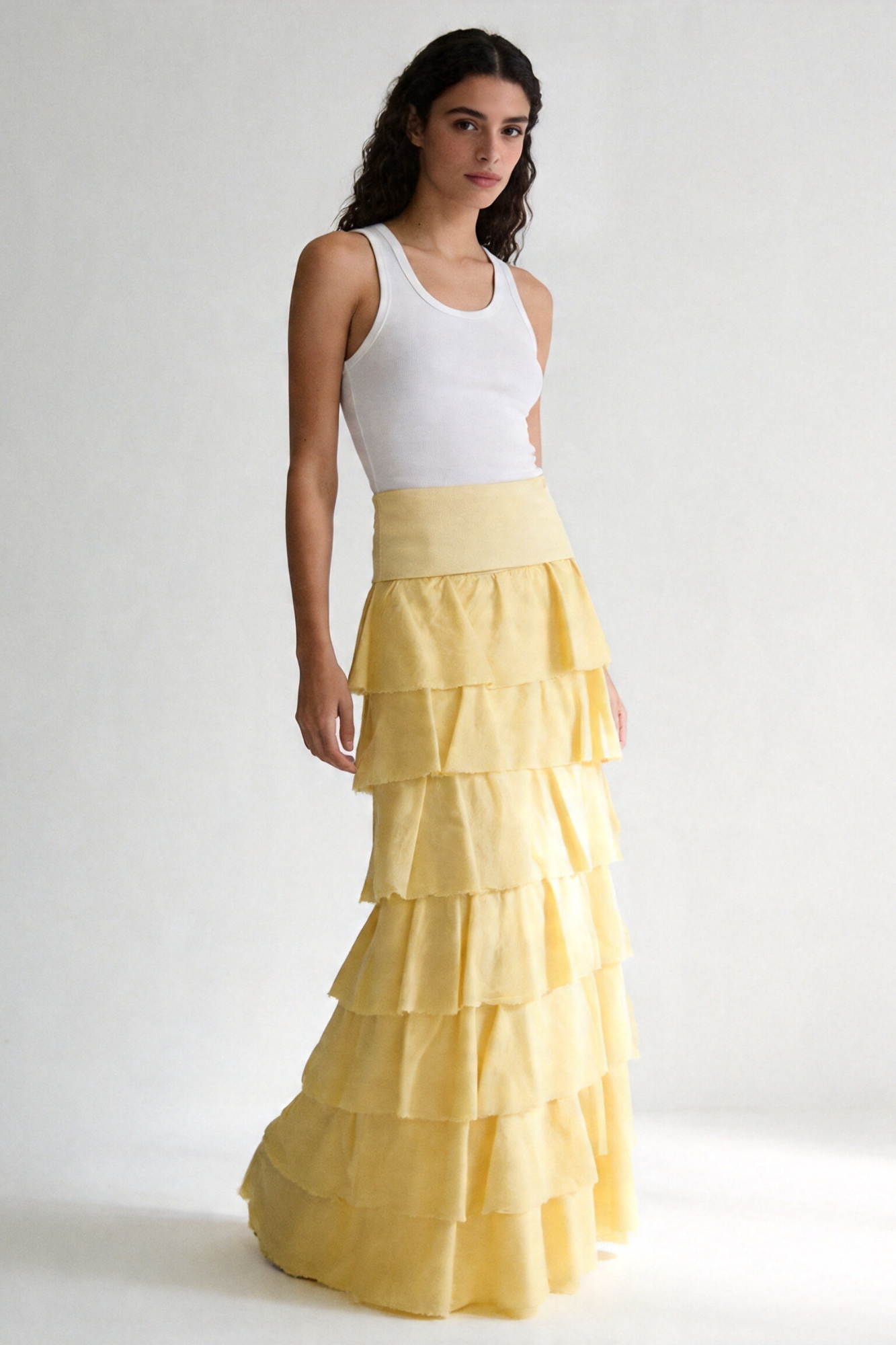 jupe fluide coton viscose modèle jaune