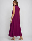 Robe maxi évasée col V chocolat vue 13