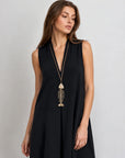Robe maxi évasée col V chocolat vue 14