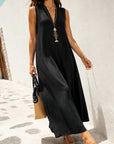 Robe maxi évasée col V chocolat vue 7