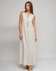 Robe maxi évasée col V chocolat vue 15