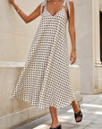 Robe trapèze longue à pois bretelles à nouer vue 8