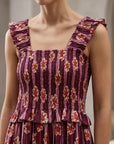 Robe fleurie smockée à bretelles volantées vue 11
