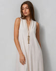 Robe maxi évasée col V chocolat vue 6