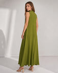 Robe maxi évasée col V chocolat vue 20