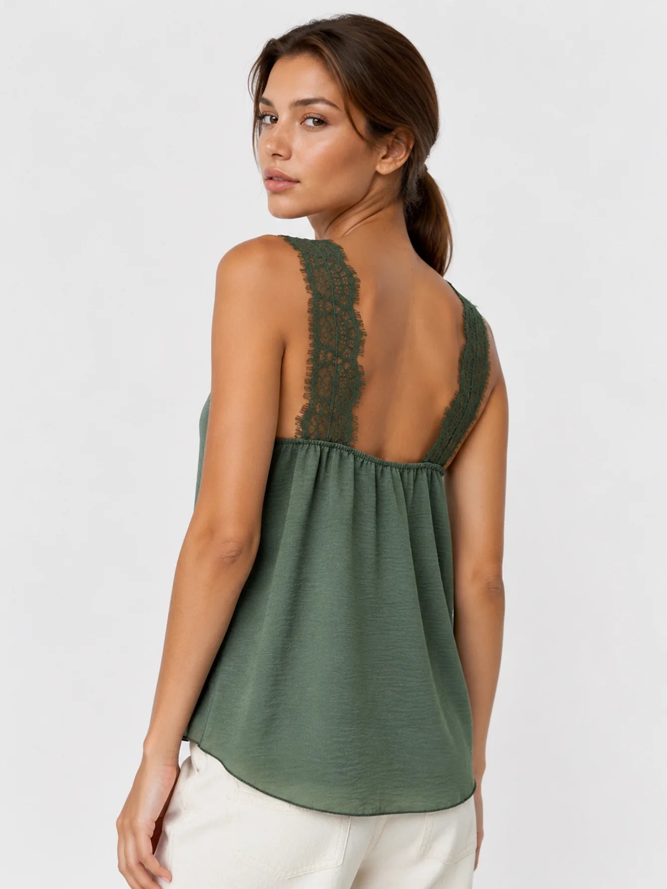 Top Caraco col V dentelle