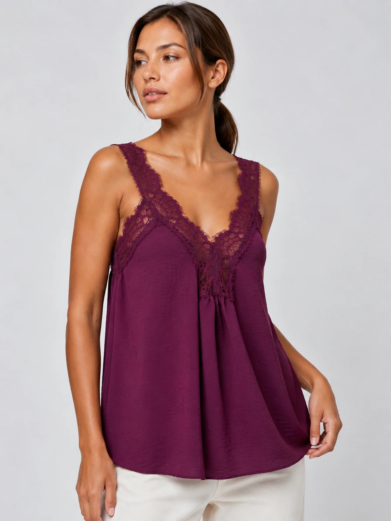 Top Caraco col V dentelle