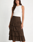 jupe midi volants brown portée