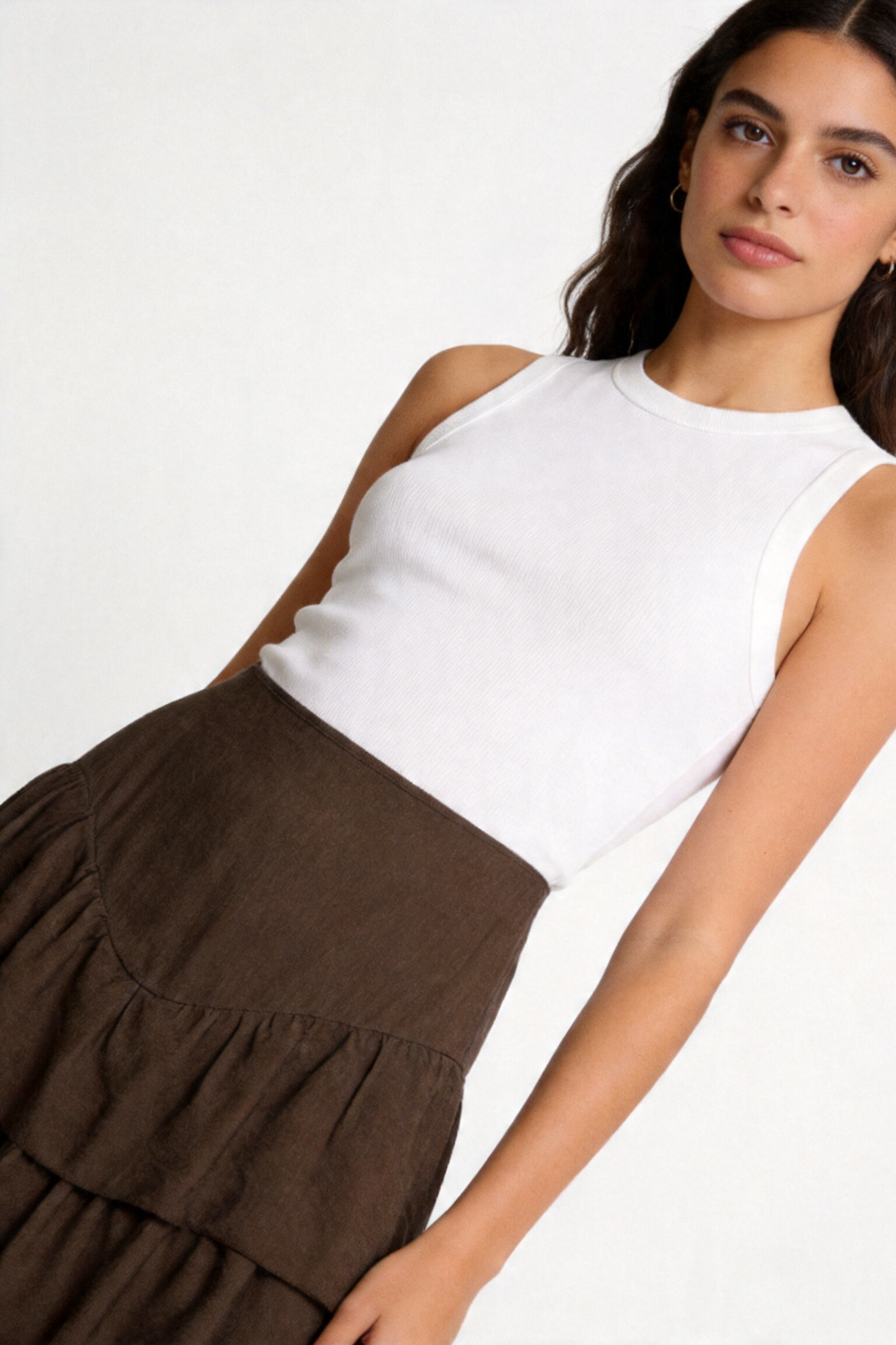 jupe midi volants brown détail taille