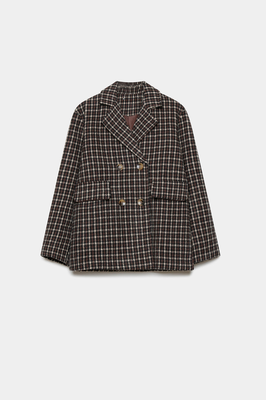 Blazer coton femme bordeaux et marron, coupe élégante, vu de face sur un fond blanc, mettant en avant le style polyvalent du vêtement.