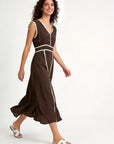 Robe évasée col V à liserés vue 6