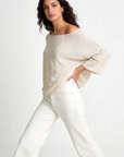 blouse taille haute femme beige manches 3 4