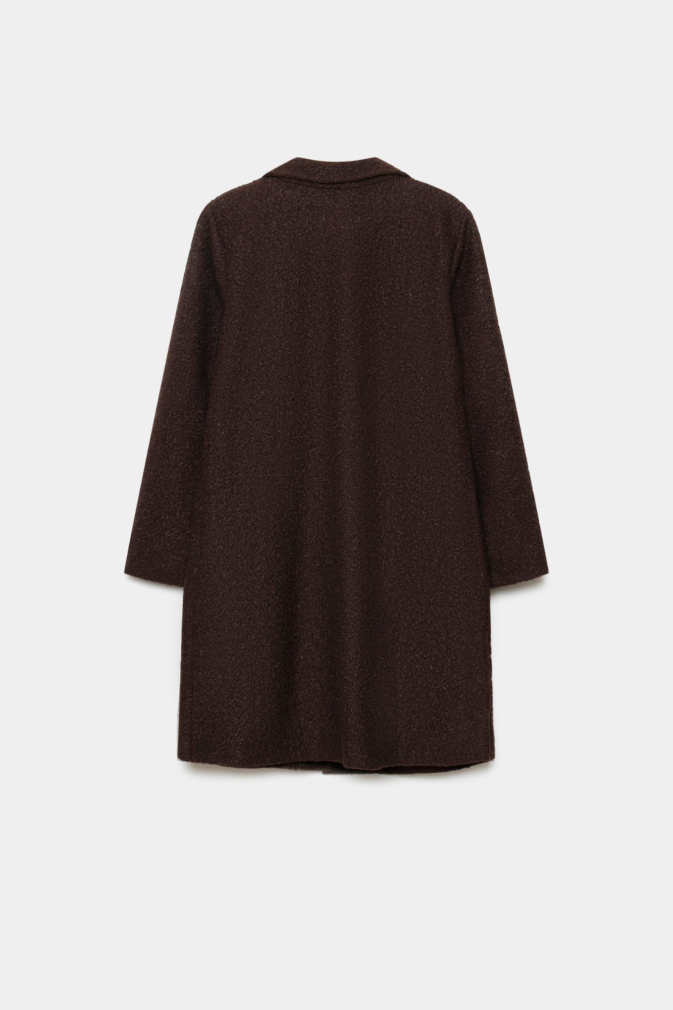 Vue arrière du manteau chaud hiver femme sherpa, offrant des détails sur le design simple et chic.