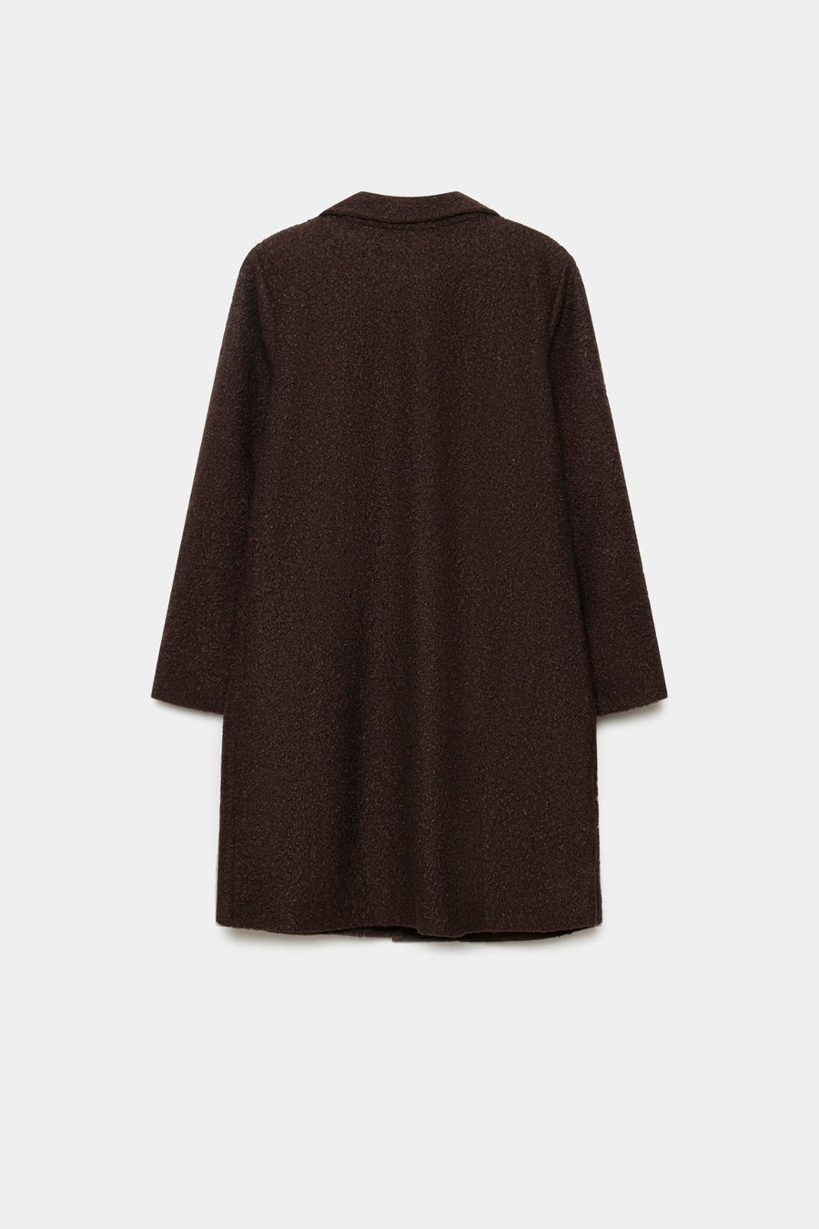 Vue arrière du manteau chaud hiver femme sherpa, offrant des détails sur le design simple et chic.