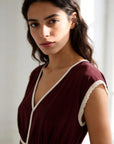 Robe évasée col V à liserés vue 10