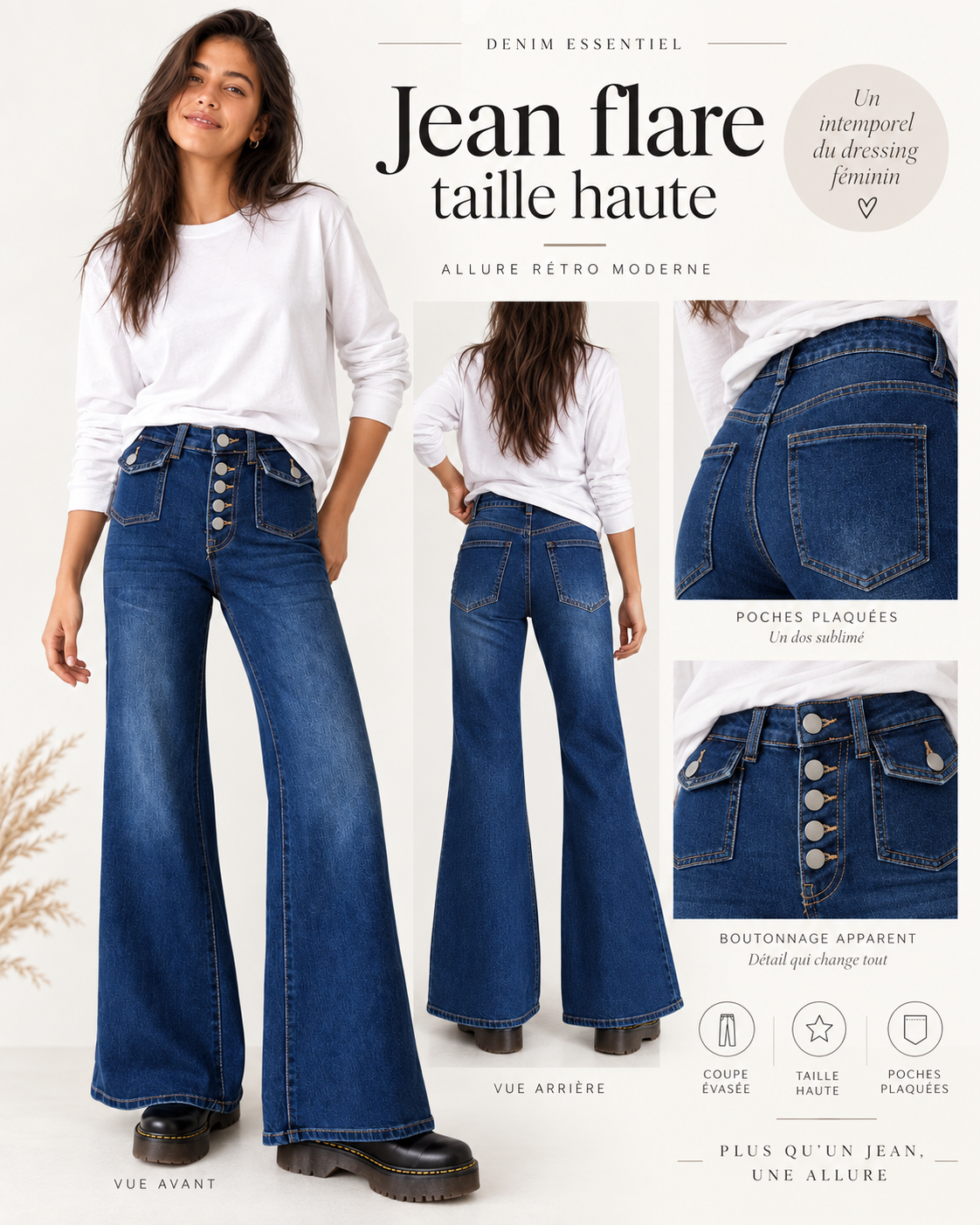 Jean flare taille haute