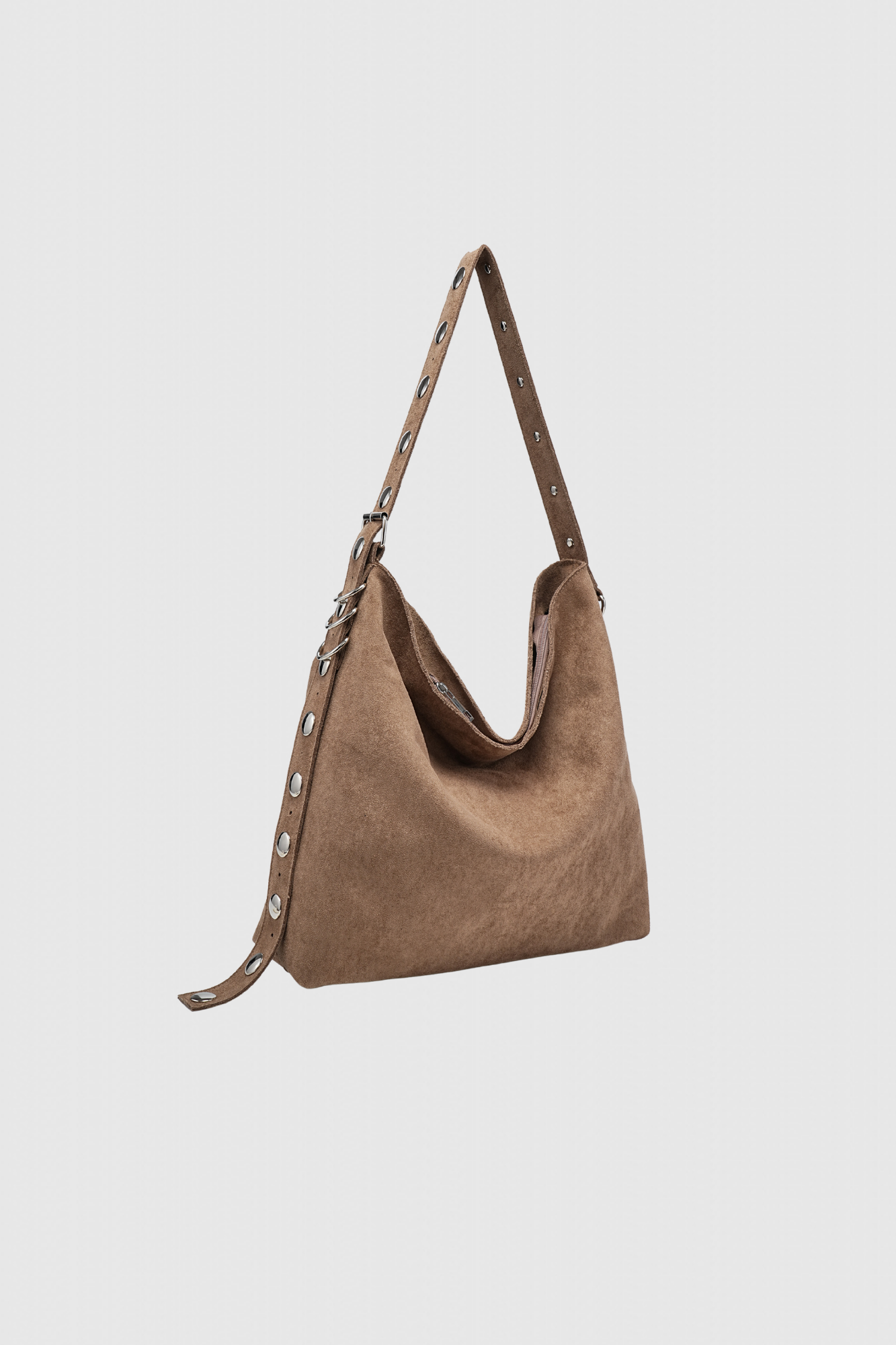 Sac à main simili cuir femme présentant une vue latérale, couleur marron, conçu pour le quotidien.