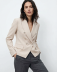 Blazer Double Poitrine Beige
