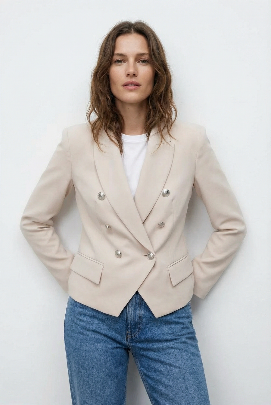 Blazer Double Poitrine Beige vue principale
