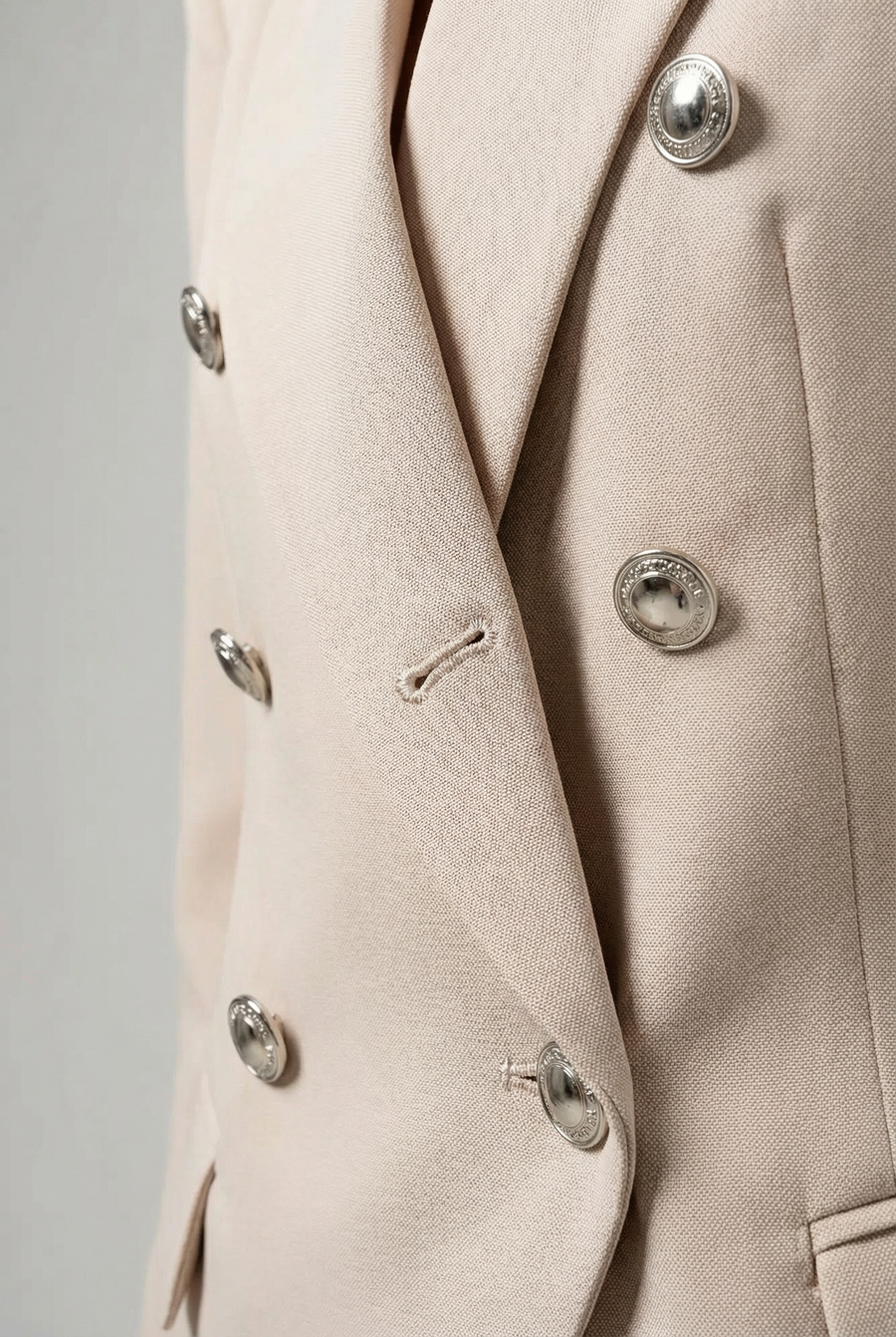 Blazer Double Poitrine Beige vue 7