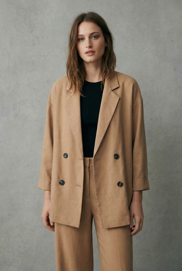 Blazer Fluide Oversize Croisé Femme Camel vue principale