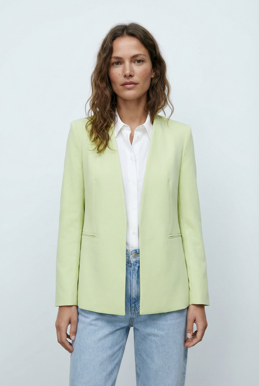 Veste Vert Pastel Sans Col vue de profil