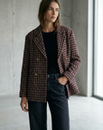Blazer femme bordeaux et marron, coupe élégante