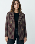 Blazer femme bordeaux et marron, coupe élégante