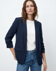 Blazer femme manches froncées élégant coupe droite structuré