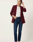 Blazer femme manches froncées élégant coupe droite structuré