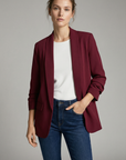 Blazer femme manches froncées élégant coupe droite structuré