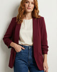 Blazer femme manches froncées élégant coupe droite structuré