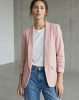 Blazer femme manches froncées élégant coupe droite structuré