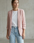 Blazer femme manches froncées élégant coupe droite structuré