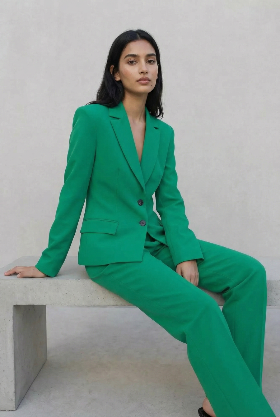 Blazer tailleur ajusté vert émeraude – pièce de costume vue 6