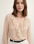 Blouse à volants pois écru vue rapprochée