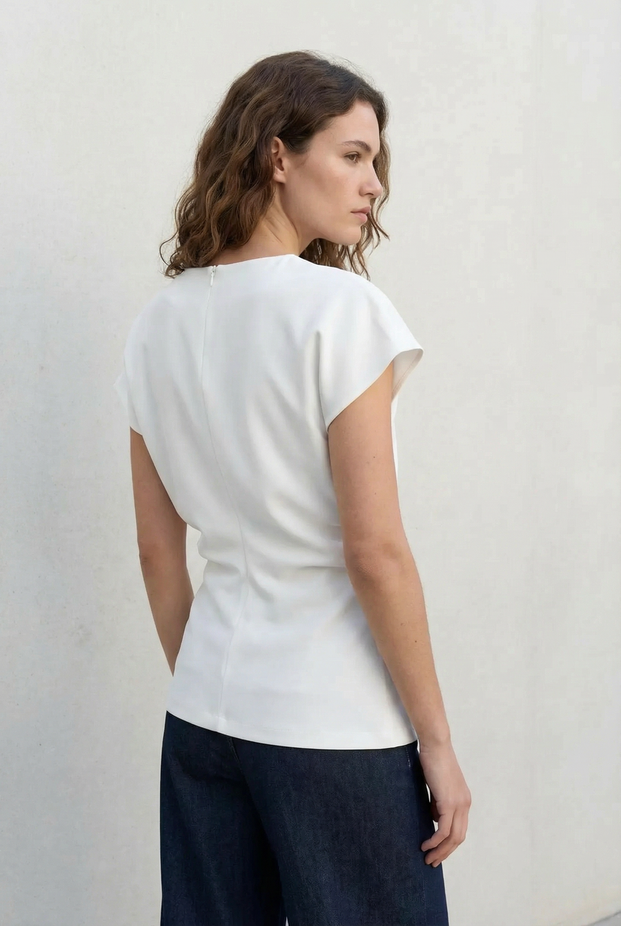 Blouse blanche col V froncée vue 6