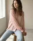 Blouse bohème rose fluide – Coupe légère – Manches longues