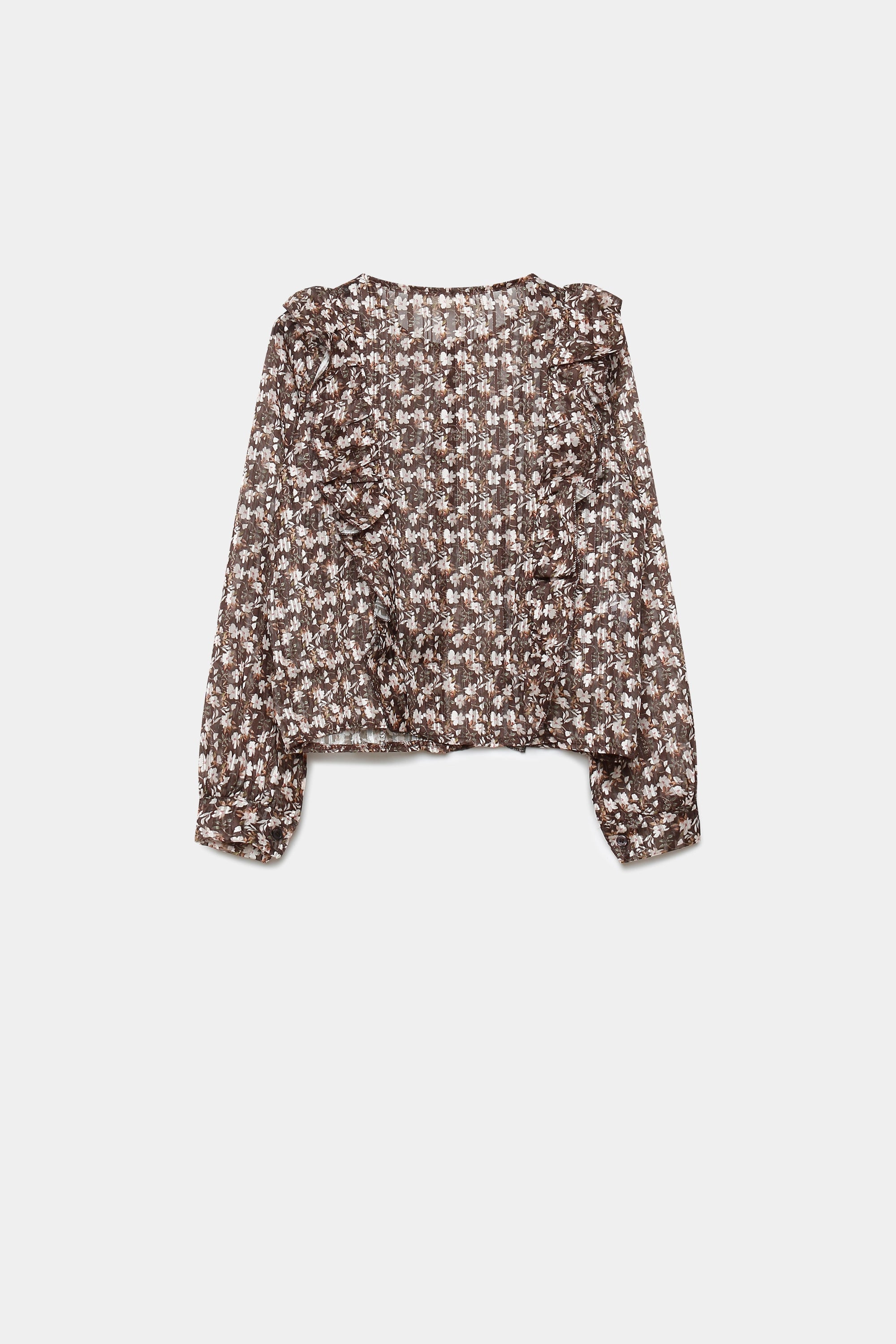 Blouse fluide imprimé floral brillante vue de dos, mettant en avant son style léger et aérien.