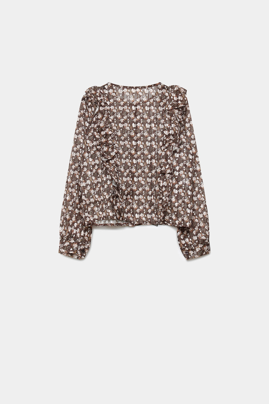 Blouse fluide imprimé floral brillante vue de dos, mettant en avant son style léger et aérien.