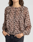 Blouse fluide imprimé floral – Manches longues à volants