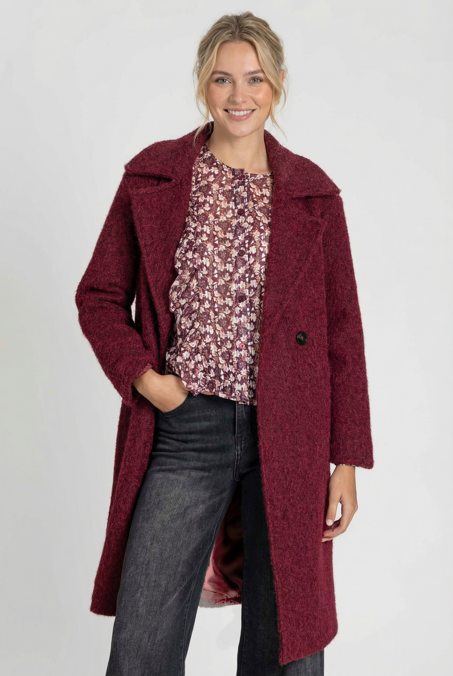Blouse fluide imprimé floral – Manches longues à volants