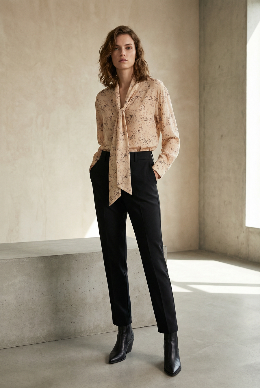 Blouse imprimée fluide avec nœud détail du produit
