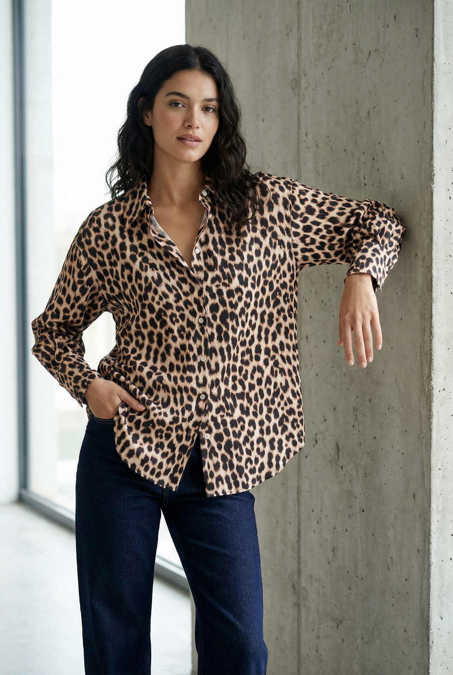 Chemise Longue Imprimé Léopard vue portée