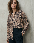 Camisa larga con estampado de leopardo para mujer, estampado animal oversize, de moda para un estilo elegante e informal