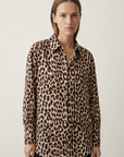 Camisa larga con estampado de leopardo para mujer, estampado animal oversize, de moda para un estilo elegante e informal