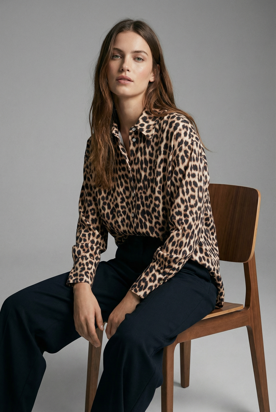Chemise Longue Imprimé Léopard look complet