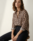 Camisa larga con estampado de leopardo para mujer, estampado animal oversize, de moda para un estilo elegante e informal
